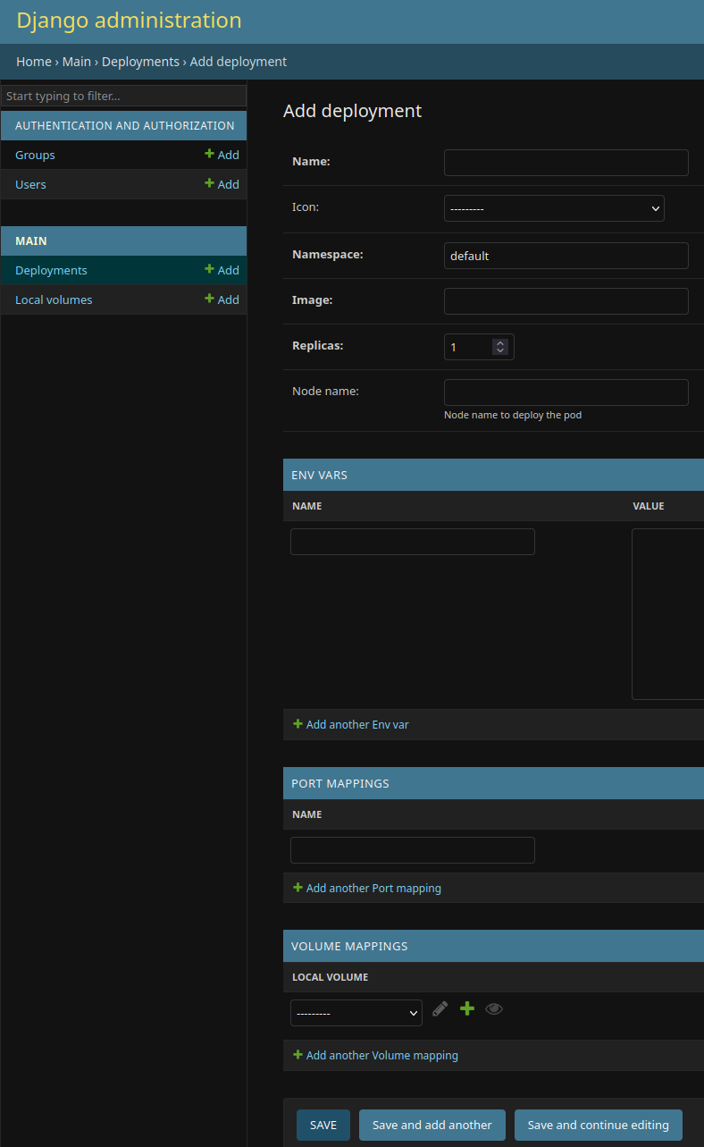 Hex deployments admin