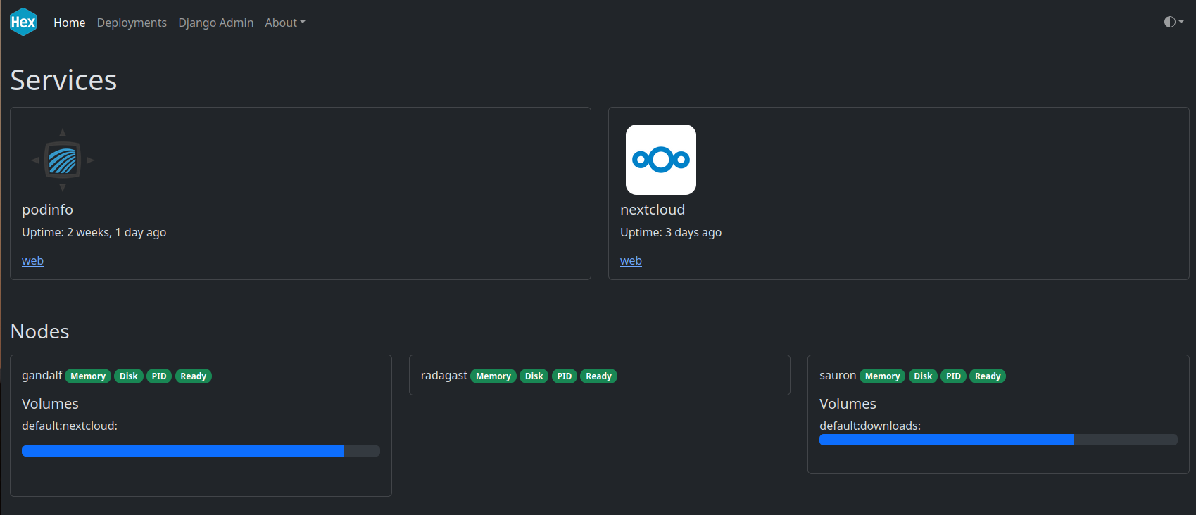 Hex dashboard